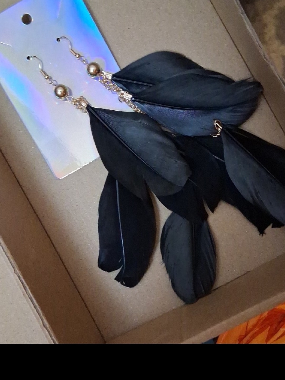 $8 Each Or Bundle 5/$20 Elegant Black Feather Drop Long Earrings